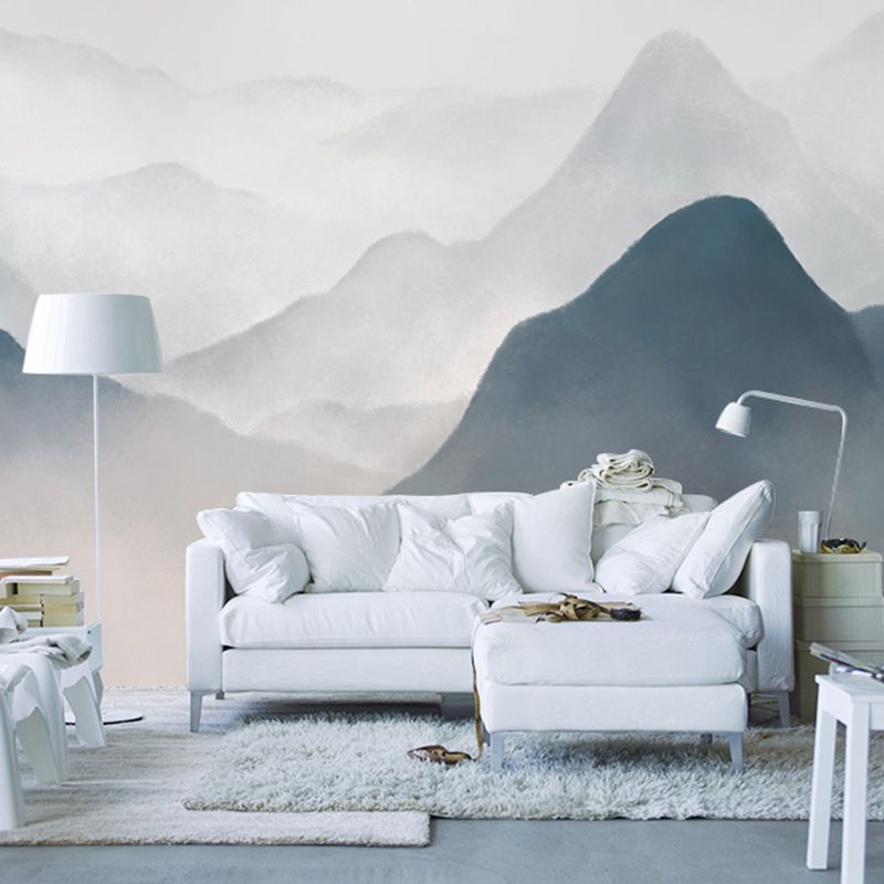 Watercolors of Mountain Wall Art for Gallery, Pastel Grey, Personalized Size Available