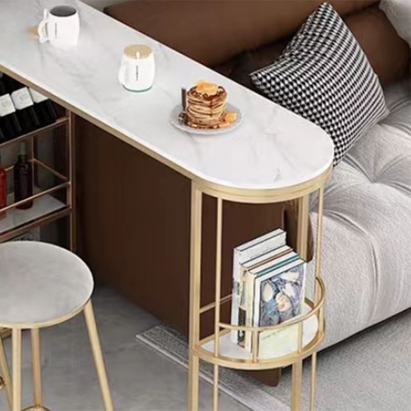 1/3 Pieces Irregular Shape Sintered Stone Counter Table with High Stools