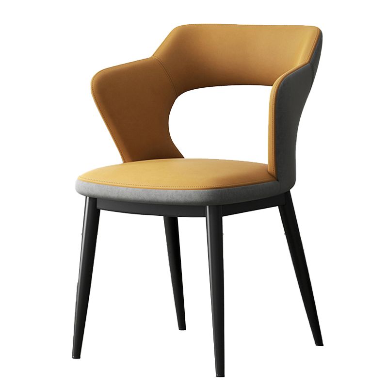 Mid-Century Modern Armless Side Chair Leather Basic Four Leg Side Chair for Bedroom