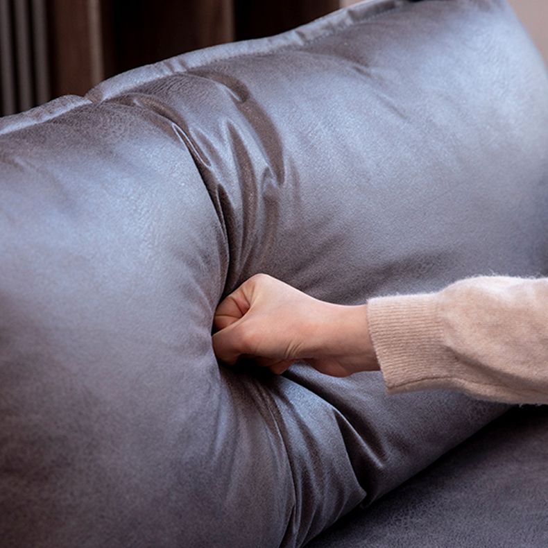 30.70" H Faux Leather Solid Wood Square Arm Sofa with Two Pillows