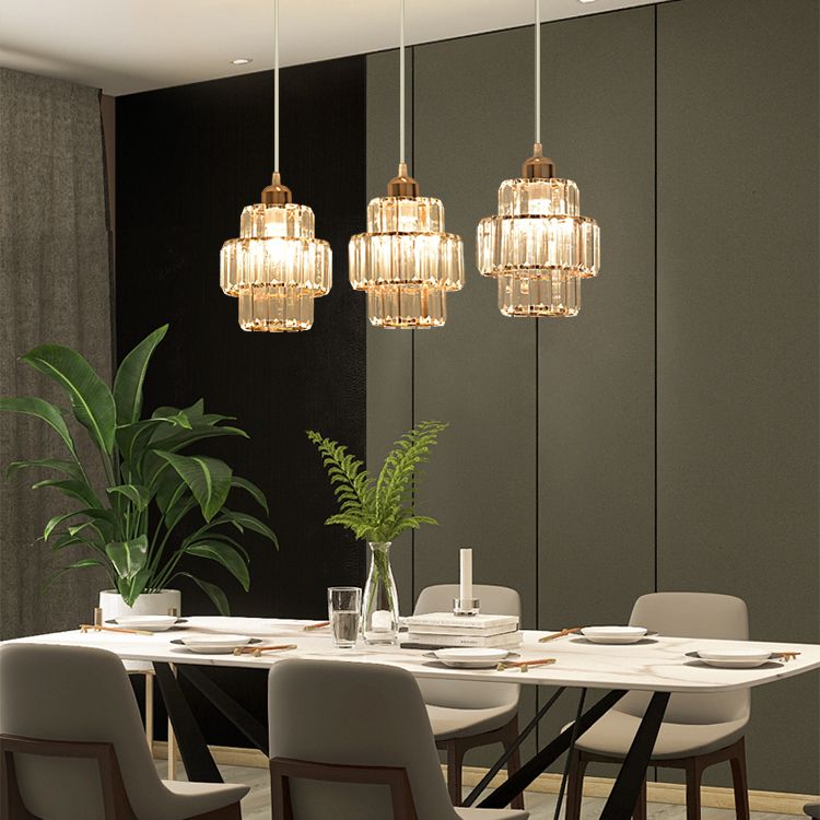 Accesorios de iluminación de la isla de cilindro de estilo moderno Crystal 3 Ideas de iluminación de la isla ligera