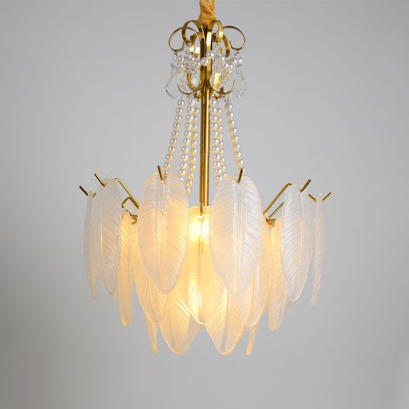 Gold Metal Chandelier Light Fixtures American Style Multi-Head Suspension Lamps for Living Room