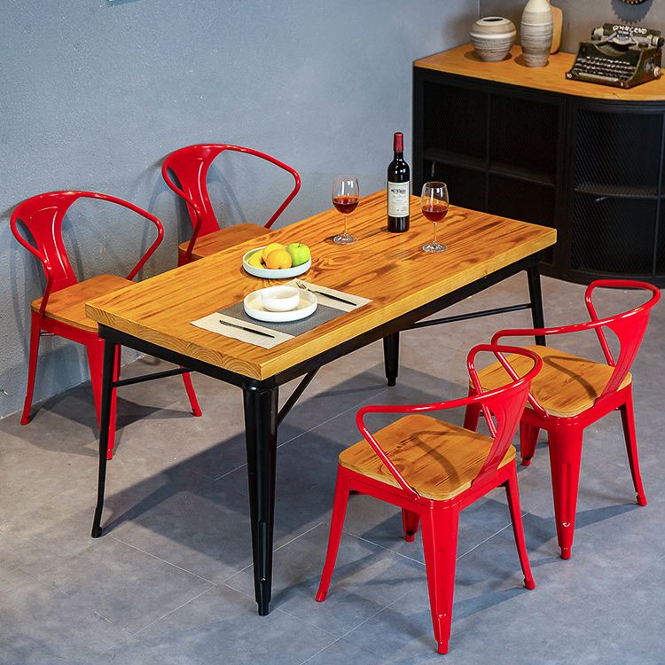 Industrial Style Wooden Dining Room Set Standard Height Formal Dining Table Furniture