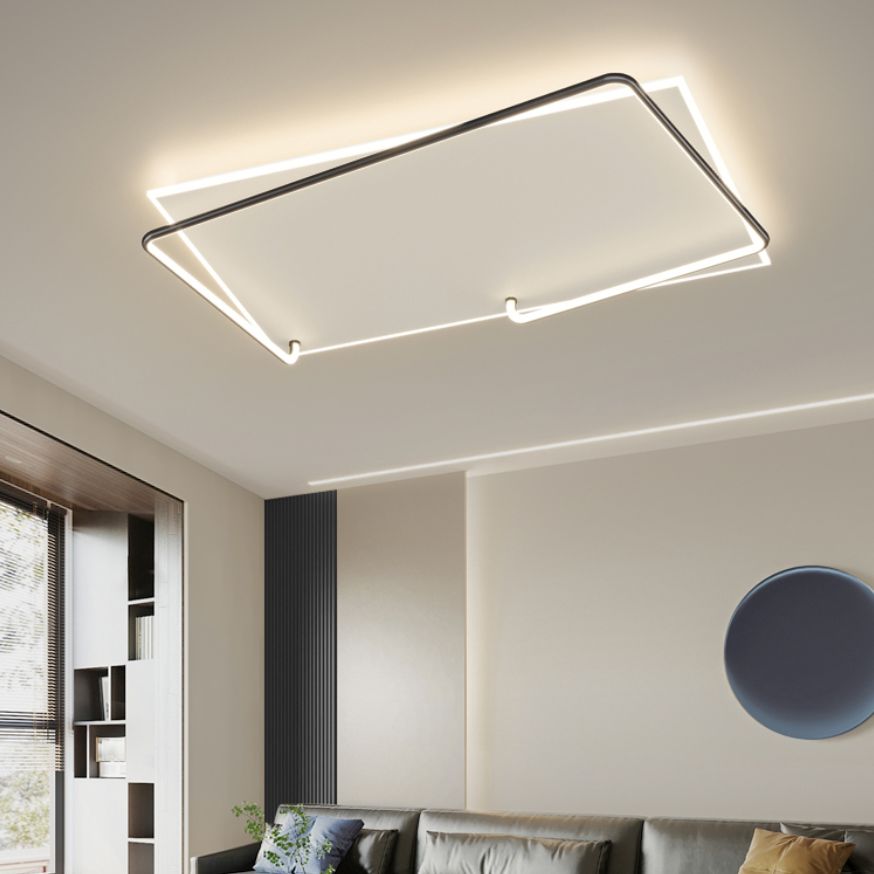 Rechteckige Minimalismus-LED-Unterputz-Deckenleuchte aus Aluminium für das Wohnzimmer