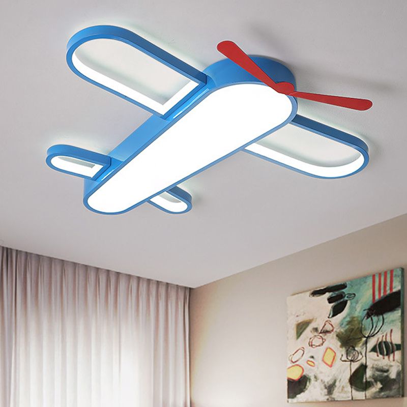 Plafonnier LED en forme d'avion à hélice, finition bleue en acrylique, luminaire décoratif d'intérieur, idéal pour une chambre de bébé