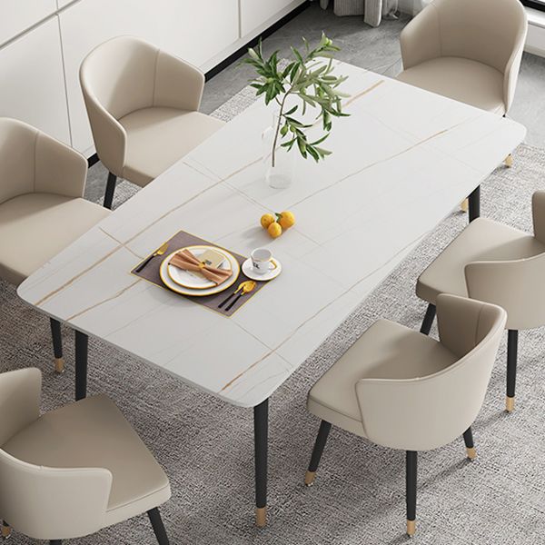 Metal Contemporary Rectangular Dining Table Sintered Stone Dining Table with 4 Legs