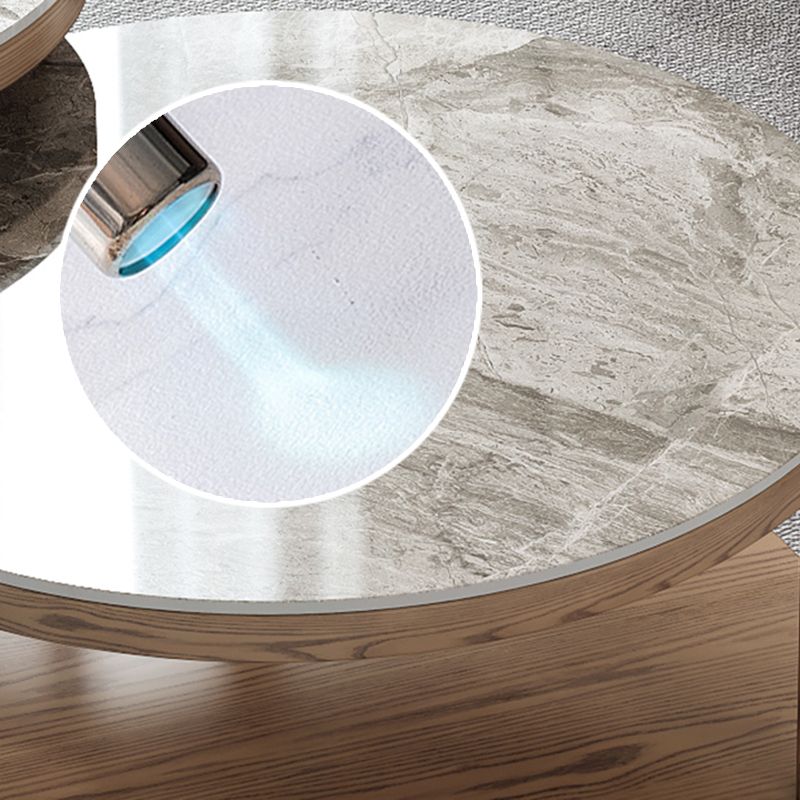 Modern Round 3 Legs Coffee Table No Distressing Coffee Table Set with Shelf
