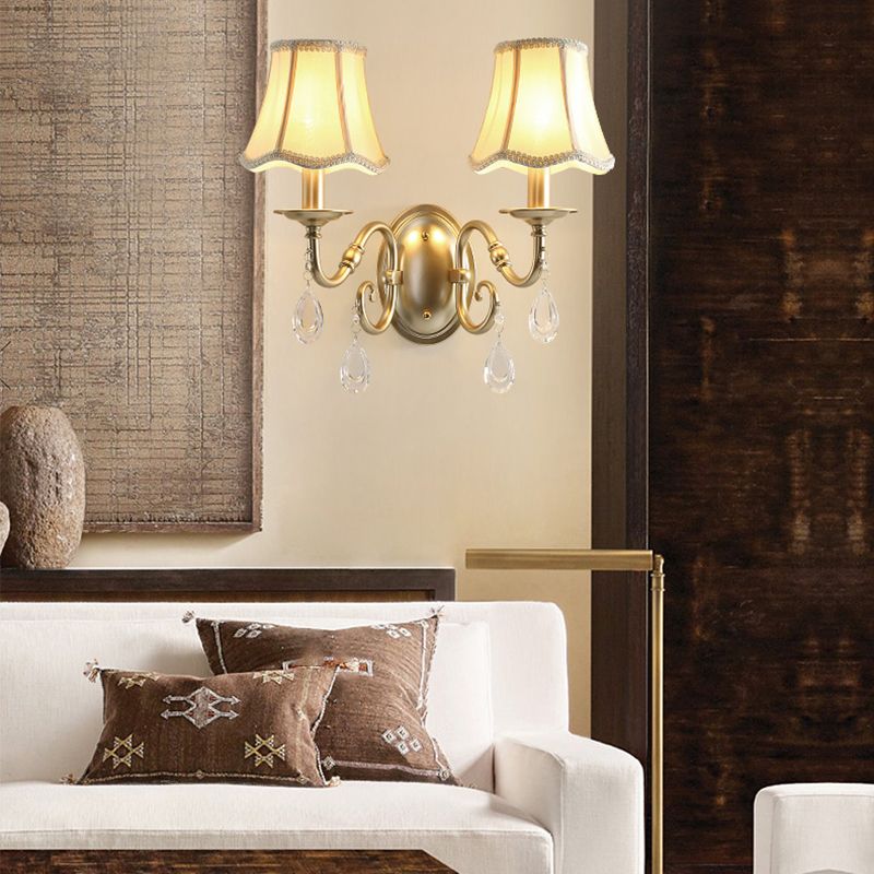 Nordic Style Crystal Vanity Light Fabric Shade Vanity Lamp for Shower Room