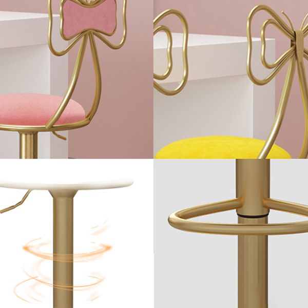 Glam Adjustable Swivel Barstool Matte Finish Velvet Home Stool