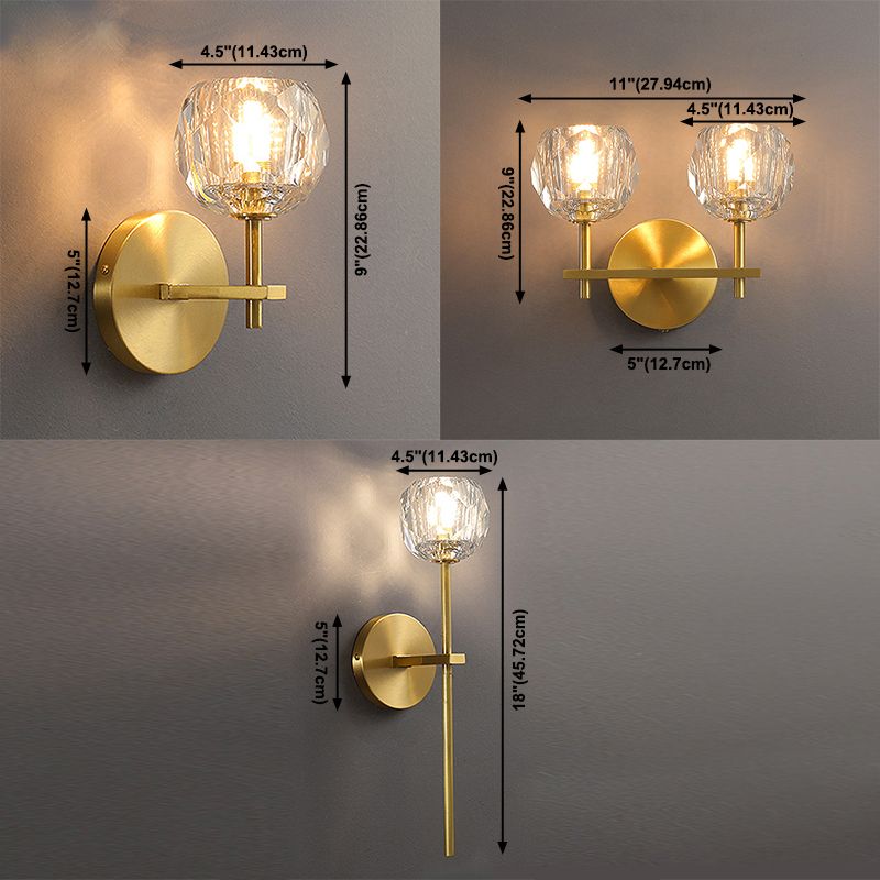 Moderne Messing Wandleuchte Globus Gold Wandleuchten mit Kristall für Schlafzimmer
