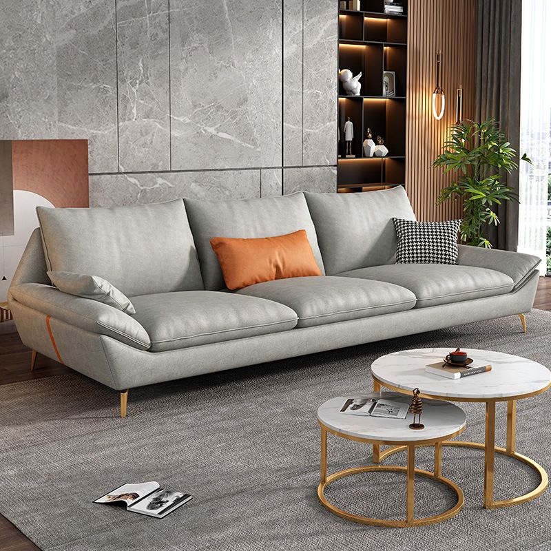 Contemporary 3-seater 33.46" H Faux Leather Pillow Top Arm Sofa