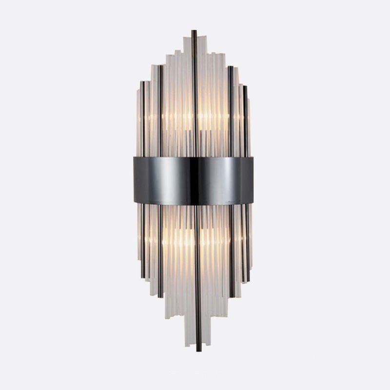 2-Bulb Postmodern Style Crystal Wall Mounted Lamp for Corridor Half Shade Wall Light Fixture