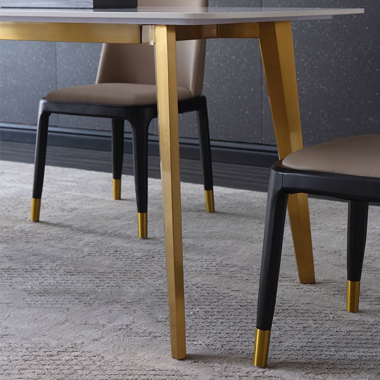 1/4/5/7 Pcs Metal Glam Dining Room Set with Rectangle Table Dining Set