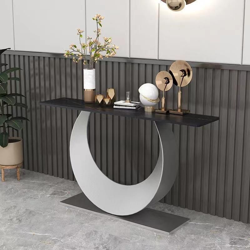 Glam Stone Console Accent Table Rectangle End Table for Hall