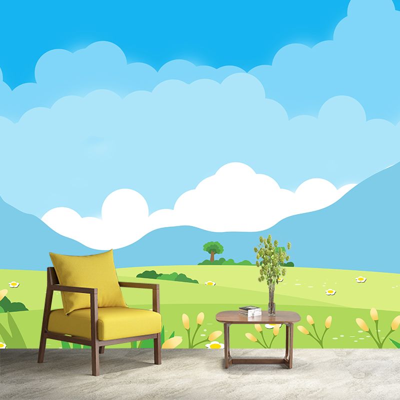 Scenery Illustration Wallpaper Mildew Resistant Sleeping Room Wall Mural