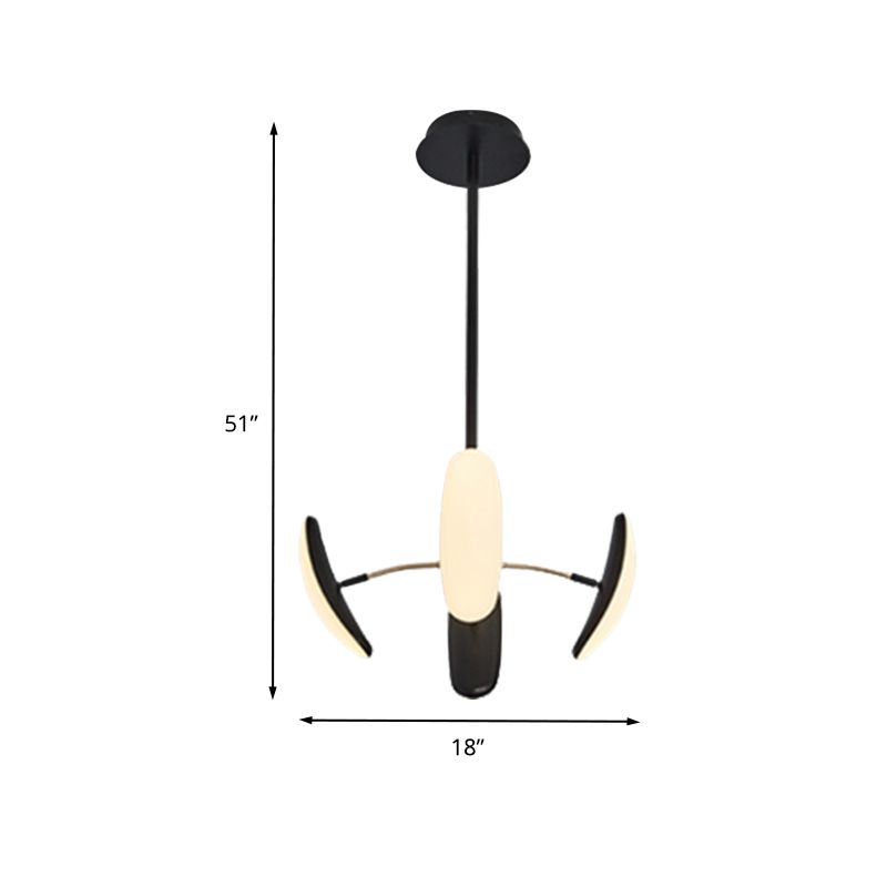 Rotatable Oval Chandelier Light Contemporary Acrylic 4/6 Heads Black Ceiling Pendant with Radial Design for Dining Room, 18"/21.5" Wide