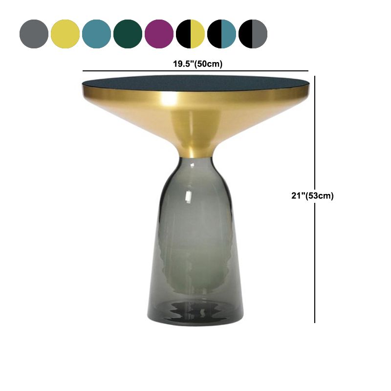 Glass Top End Table Modern Pedestal Sofa Side Table for Living Room