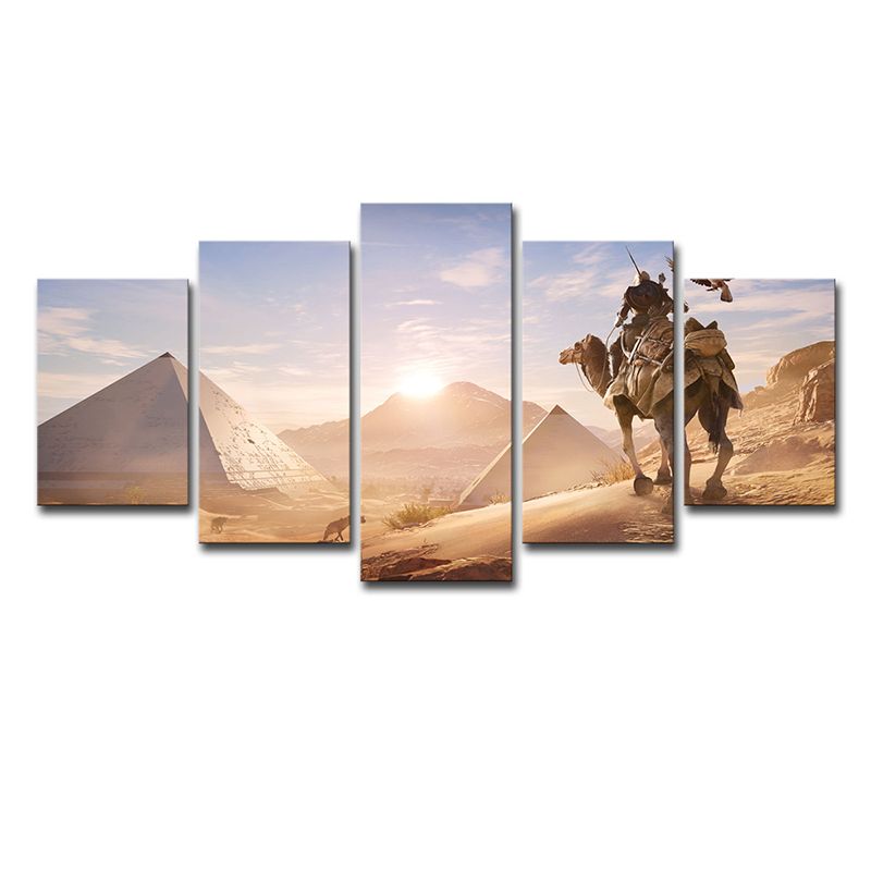 Assassins Creed Desert Scene Canvas Art Kids Multi-Piece Wall Decor in Yellow for Room