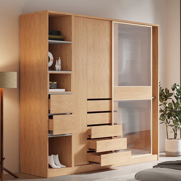 Engineered Wood Wardrobe Cabinet Modern Wardrobe Closet for Bedroom
