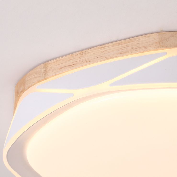 Plafonnier encastré en bois de forme géométrique, éclairage encastré moderne à 1 lumière en marron