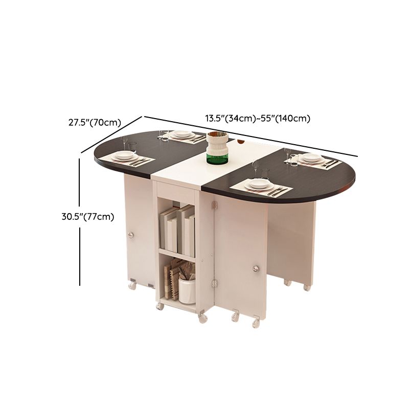Wooden Foldable Dining Table Extendable for Small Spaces with Storage