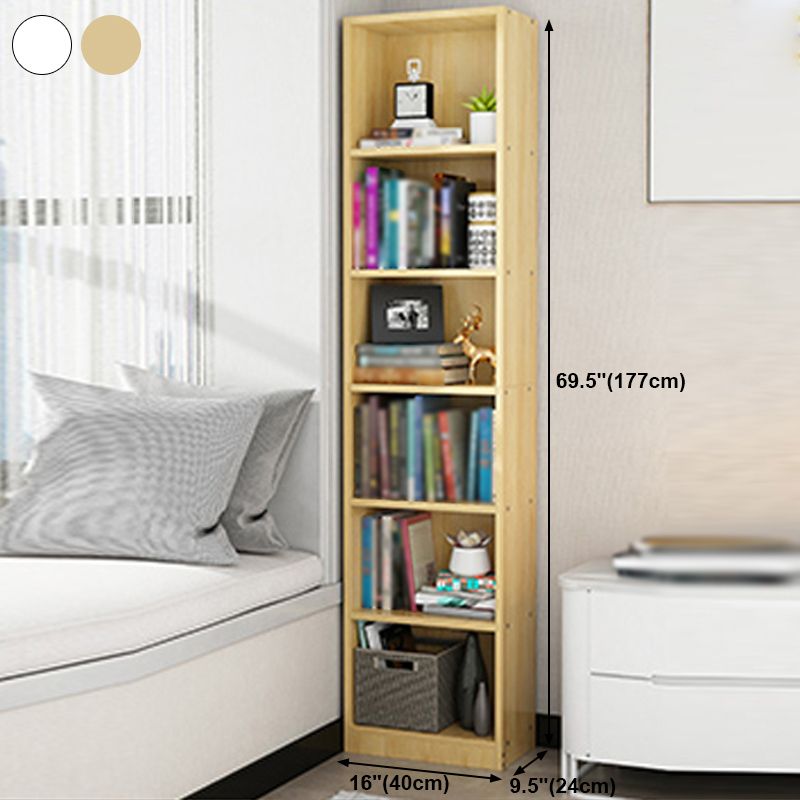 White and Natural Standard Bookshelf Manufactured Wood Bookshelf for Home