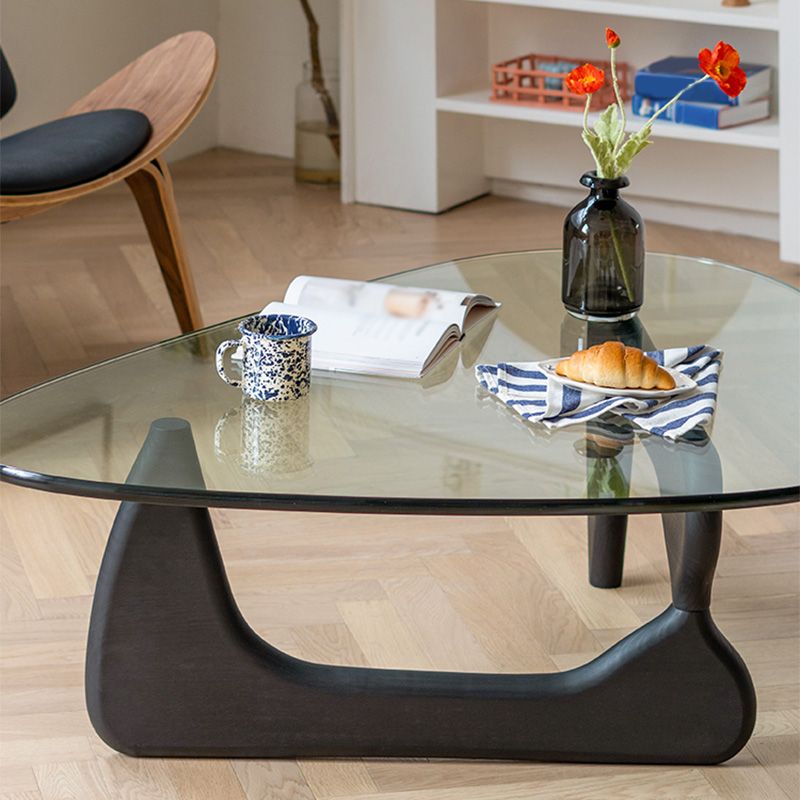 Modern Triangle Glass Abstract Coffee Table Clear Cocktail Table