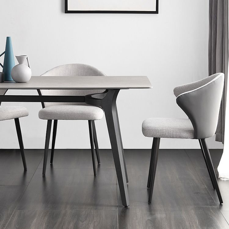Mesa de comedor de piedra sinterizada de estilo industrial Mesa de rectángulo de base metálica para el hogar