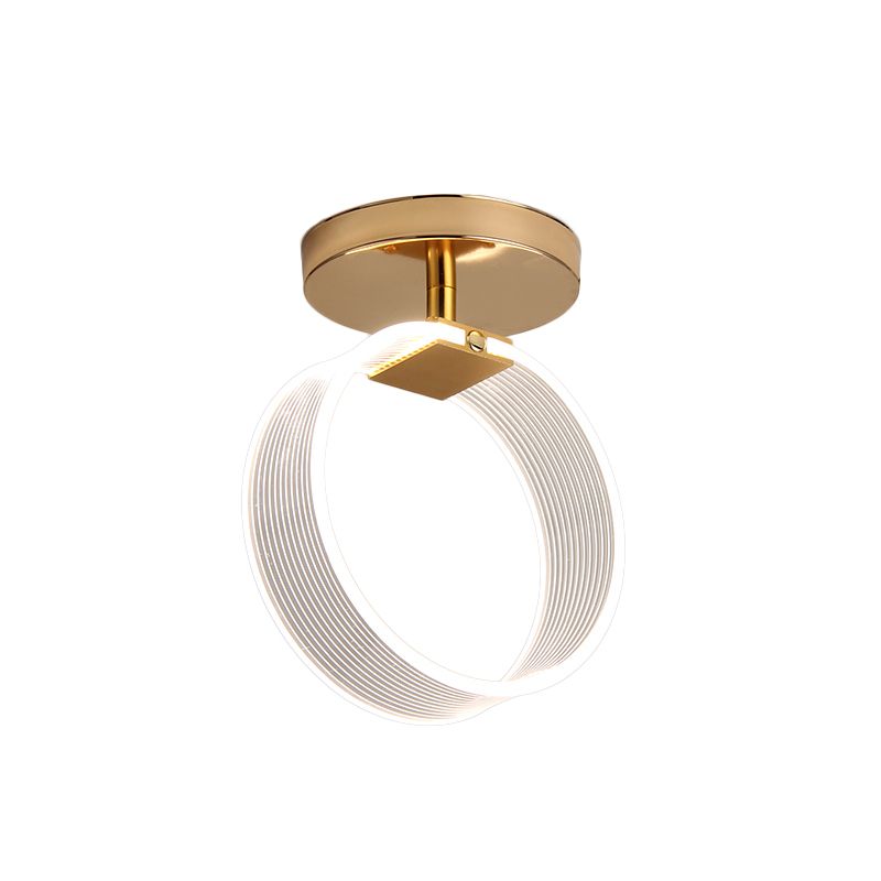 LED-gangplafondlamp Modern zwart/goud, semi-inbouwverlichting met ronde acrylkap
