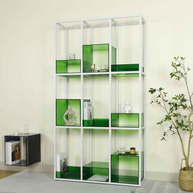 Scandinavian Open Etagere Bookshelf with Iron Frame Acrylic Bookcase
