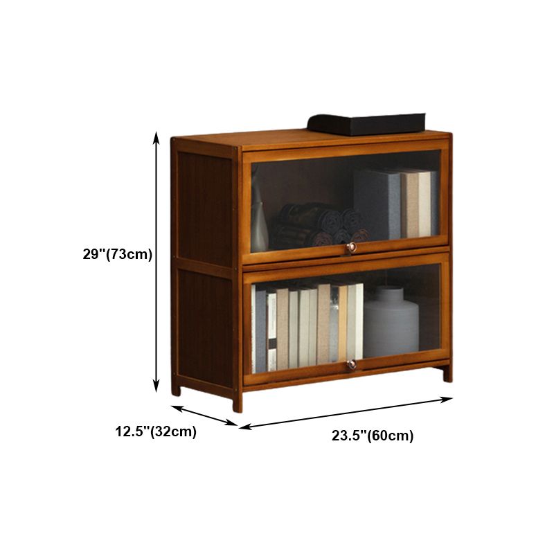 Contemporary Style Wood Bookcase Closed Back Bookshelf with Door for Home