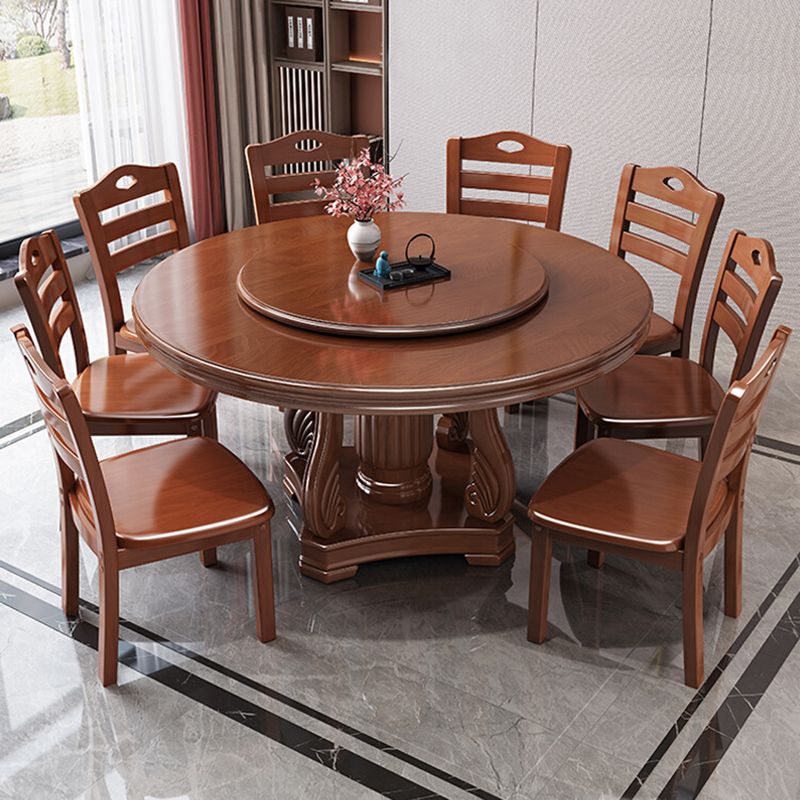 Traditional Solid Wood Dining Table Round Dinner Table for Dining Room