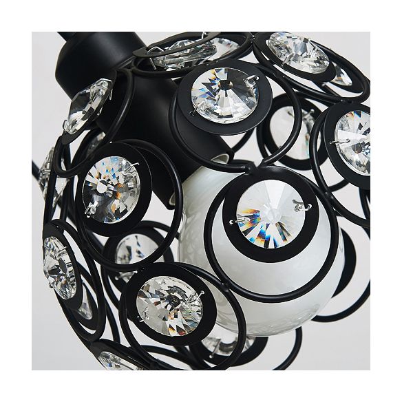 Lampada a sospensione a gabbia in metallo a cupola moderna cristallo 1/3 luci bianche/nere lampada appesa con baldacchino rotondo/lineare