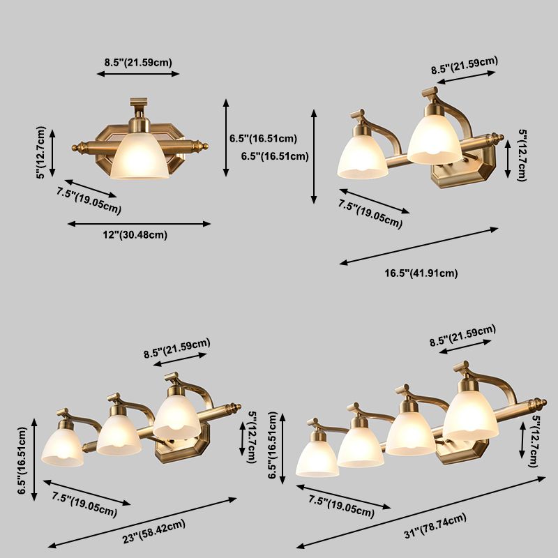 Lampada a parete moderna a parete lampada con foglie di pannelli conici in bronzo con tonalità di vetro
