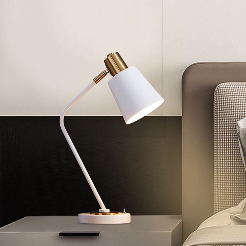 Macaroon Night Table Lamps Barrel 1-Light Bedroom Nightstand Lights with Metal Shade