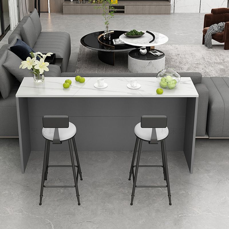 Modern Indoor Bar Stool Table White Marble Rectangle Counter Table