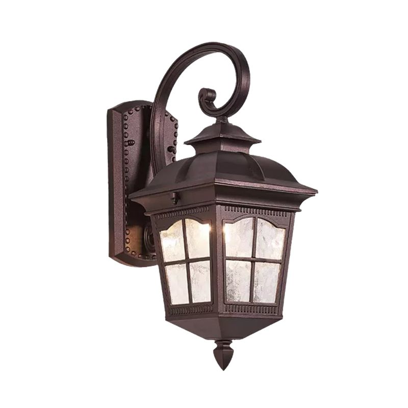 Water Glass Dark Coffee Sconce Lamp Swirl Arm 1 Light Farmhouse Wall Mounted Lighting