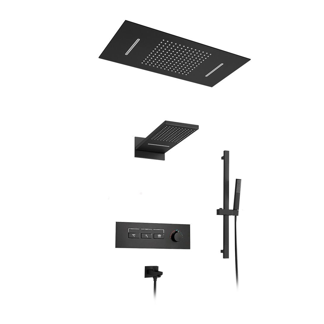 Modern Shower System Brass Slide Bar Included Adjustable Shower Head Shower Combo