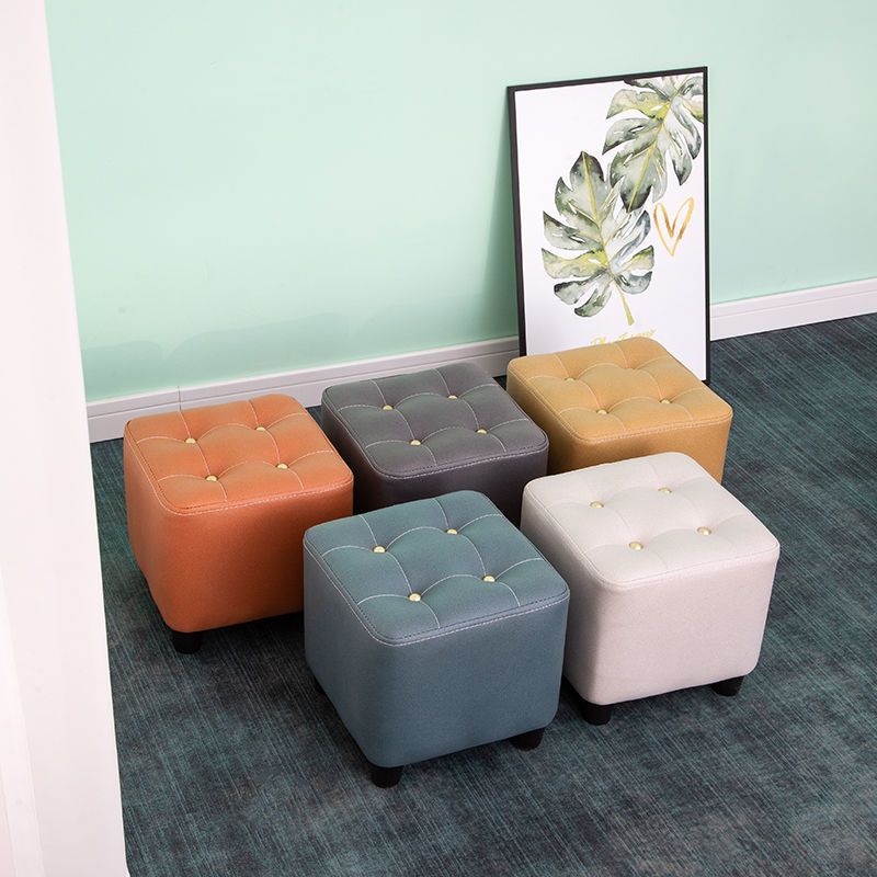 Tufted Ottoman Whole Colored Fabric Water Resistant Square Modern Ottoman