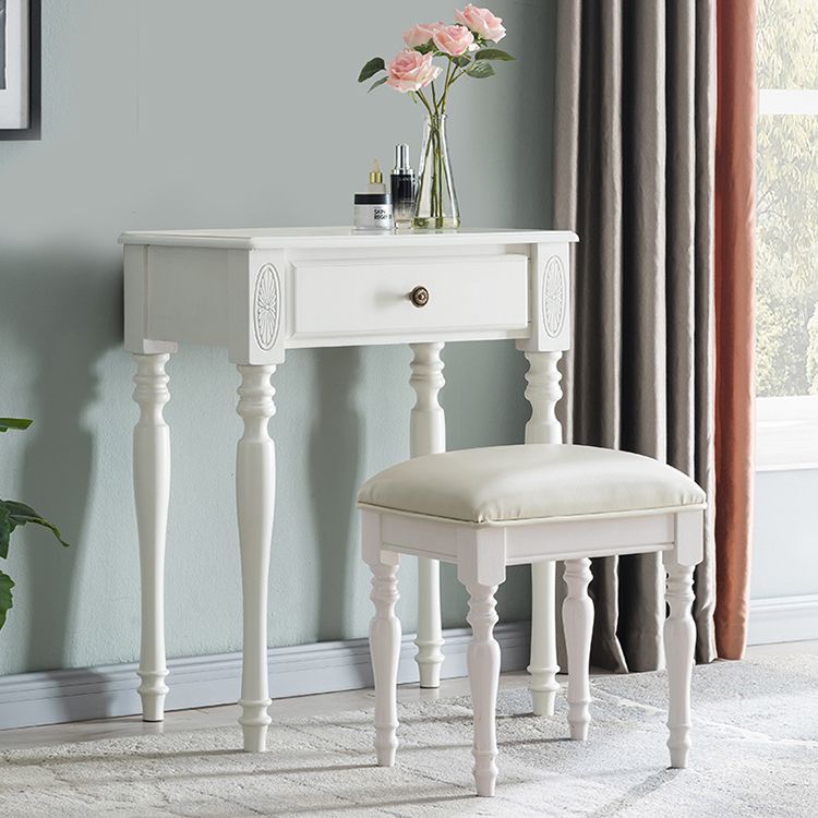 Traditional Rubberwood Bedroom Storage Box 1 Drawers Vanity Table