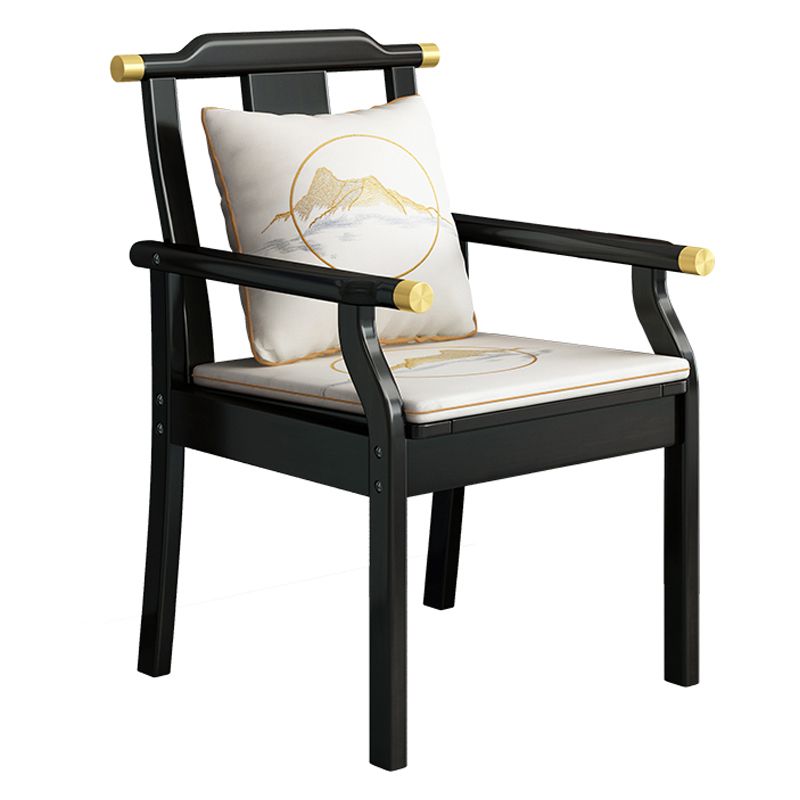 Sillón de comedor tradicional con brazo trasero de listones y patas de madera