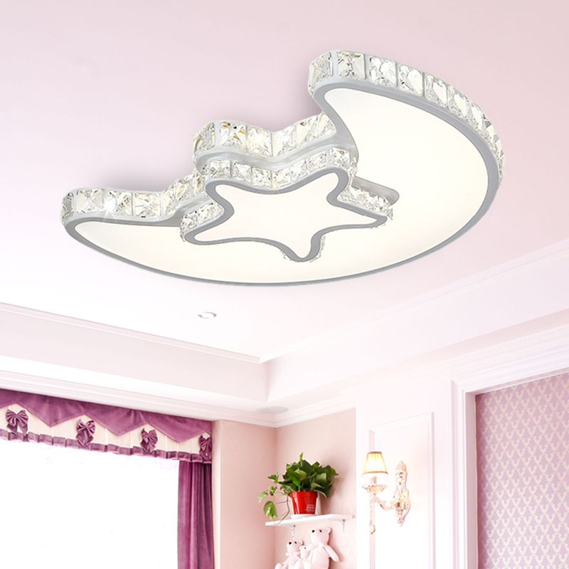 Instalación moderna incrustada blanca de la lámpara de techo del dormitorio led con pantalla de cristal de estrella y luna