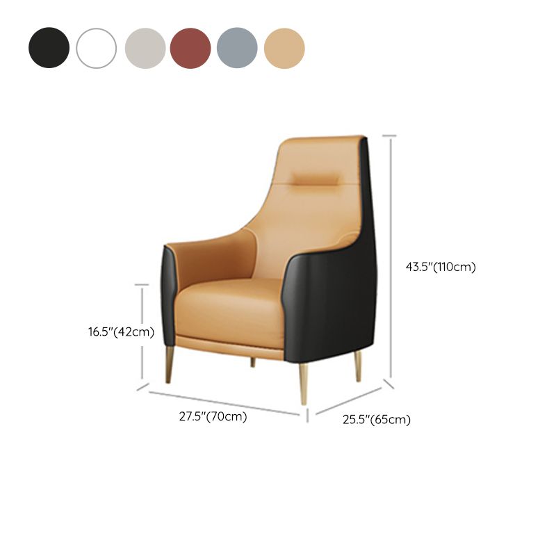 Fixed Back Lounge Chair Water Resistant Side Chair with Gold Tone Legs