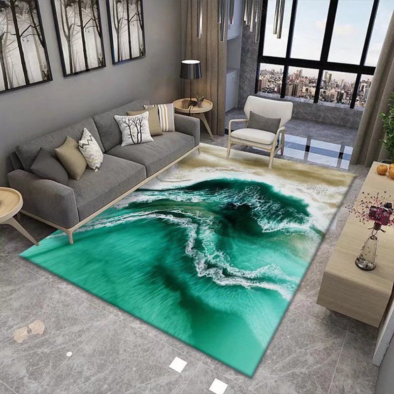Purple Abstract Print Rug Polyester Pattern Rug Washable Rug for Home Decor