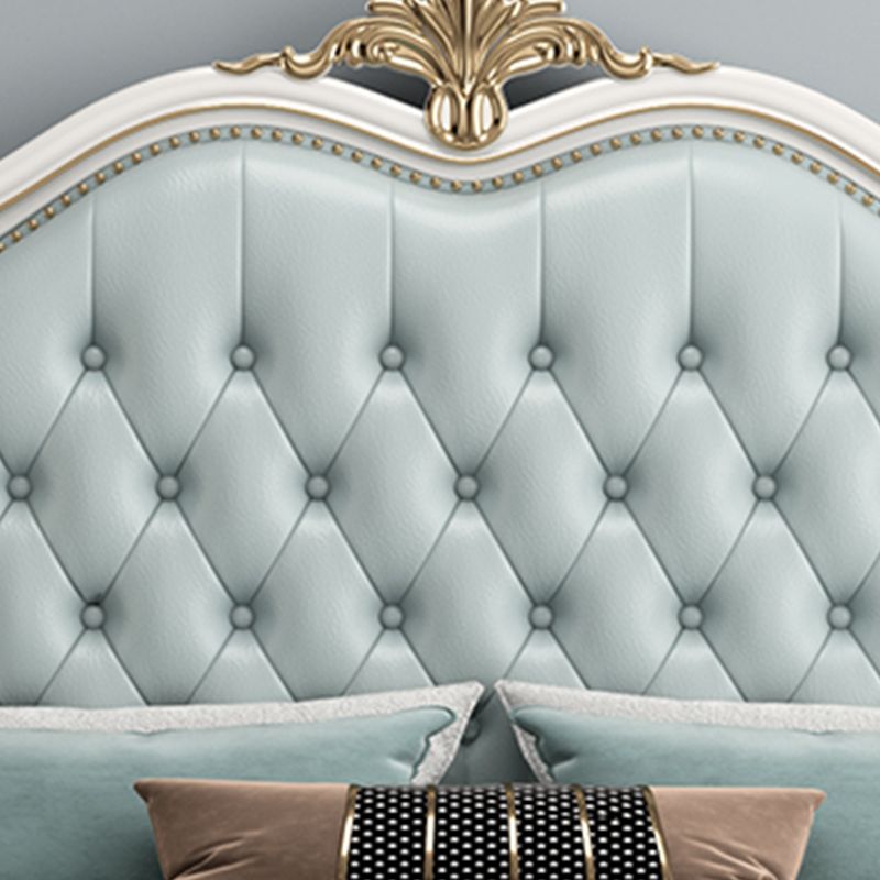 Glam Pine Wood Mattress Included with Headboard Camelback Panel Bed Frame