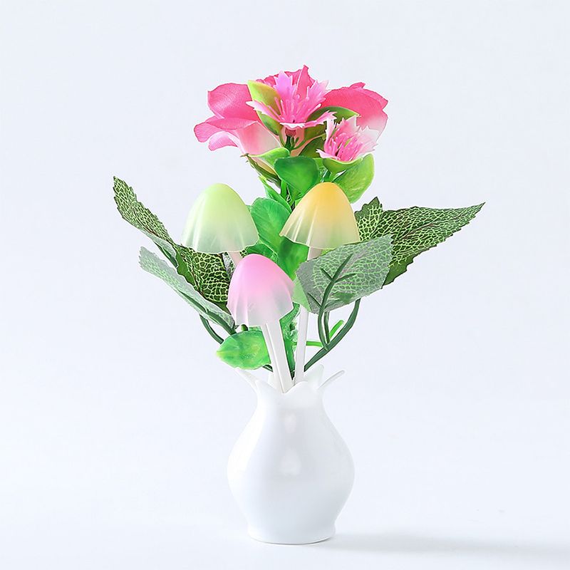 Modernist Lilac Blossom LED Night Lamp Plastic Bedside Plug in Wall Lighting in Multicolored Light