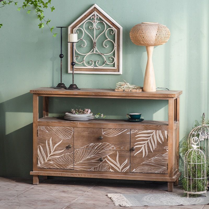 Mid-Century Modern Cabinet Solid Wood Rectangle with Drawer Accent Cabinet