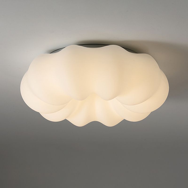 Modern Metal Flush Mount Pumpkin Shape Ceiling Light with Plastic Shade for Living Room