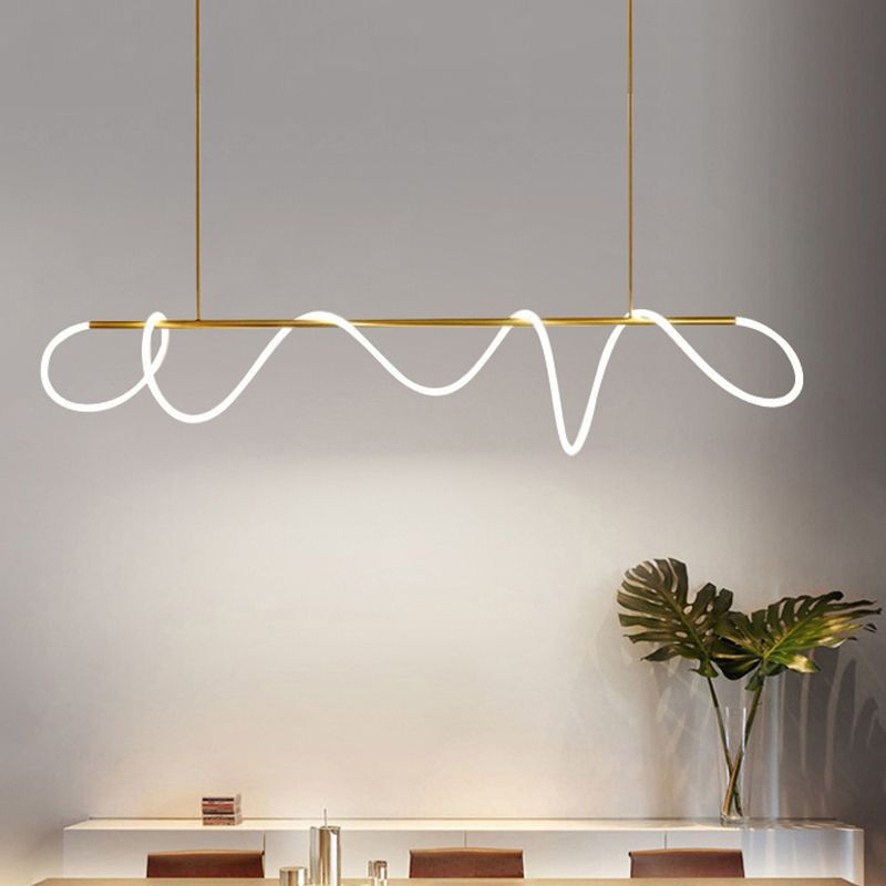 Contemporary Style Linear Hanging Pendant Light Silica Gel 1- Light Pendant Light Fixture