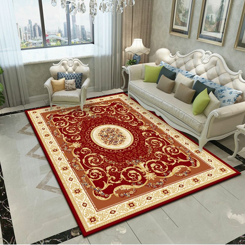 Red Modern Rug Blended Graphic Rug Stain Resistant Area Rug for Home Decor